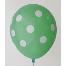 Mint Green - White Polkadots Printed Balloons